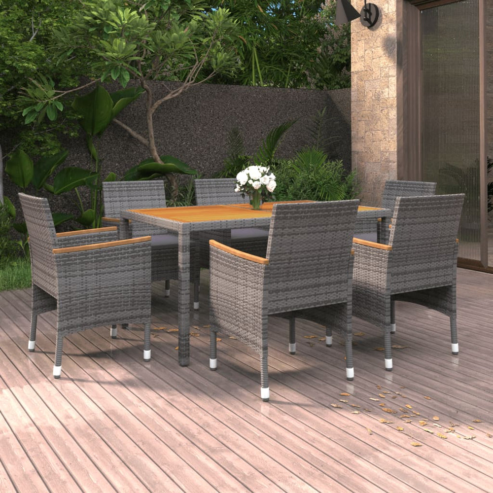 vidaXL Salon de jardin à dîner 7 pcs Résine tressée Gris