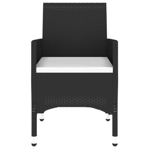 7-tlg. Garten-Essgruppe Poly Rattan und Hartglas Schwarz