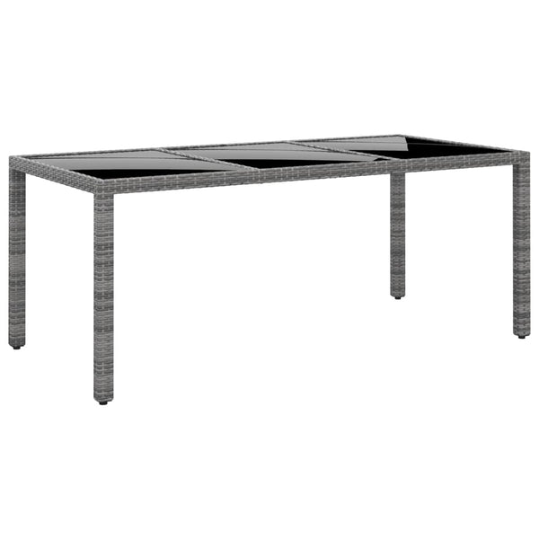 7-tlg. Garten-Essgruppe Poly Rattan und Hartglas Grau