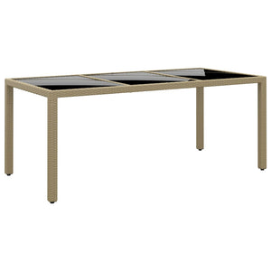 7-tlg. Garten-Essgruppe Poly Rattan und Hartglas Beige