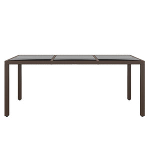 7-tlg. Garten-Essgruppe Poly Rattan und Hartglas Braun