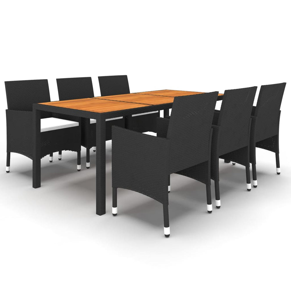 vidaXL Salon de jardin à dîner 7 pcs Résine tressée Noir