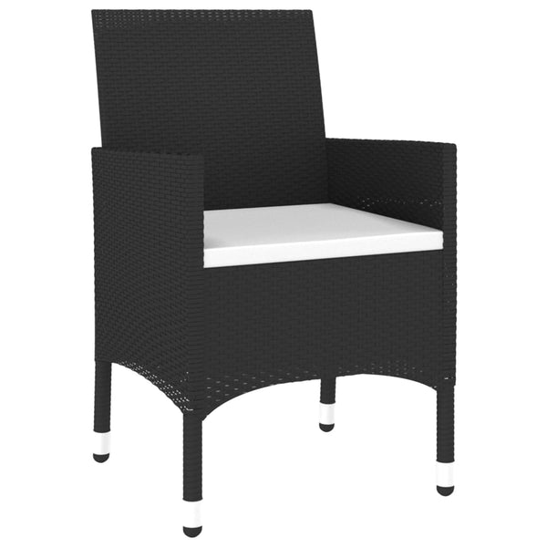 7-tlg. Garten-Essgruppe Poly Rattan Schwarz