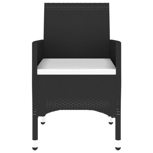 7-tlg. Garten-Essgruppe Poly Rattan Schwarz