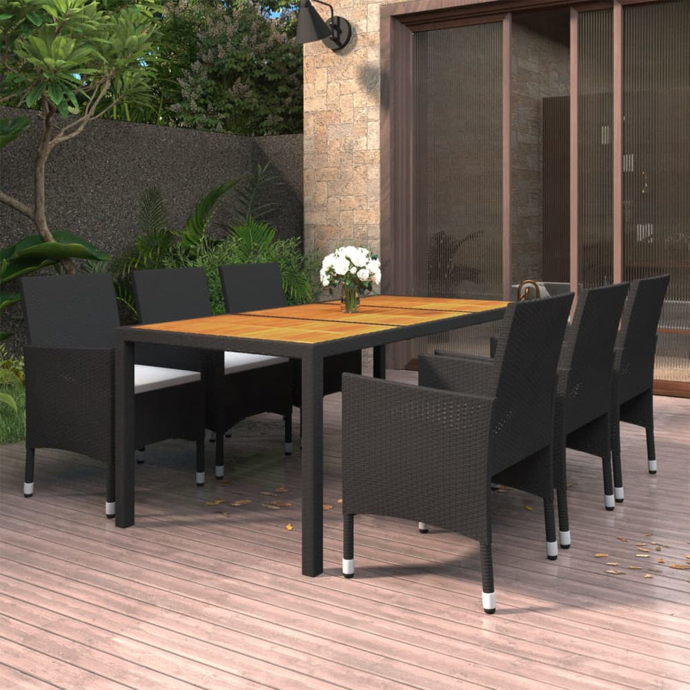 vidaXL Salon de jardin à dîner 7 pcs Résine tressée Noir