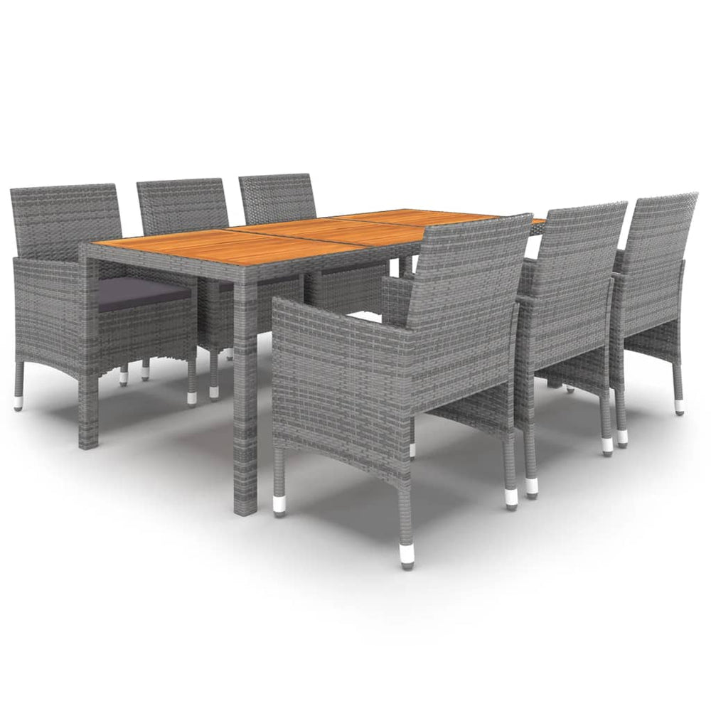 vidaXL Salon de jardin à dîner 7 pcs Résine tressée Gris