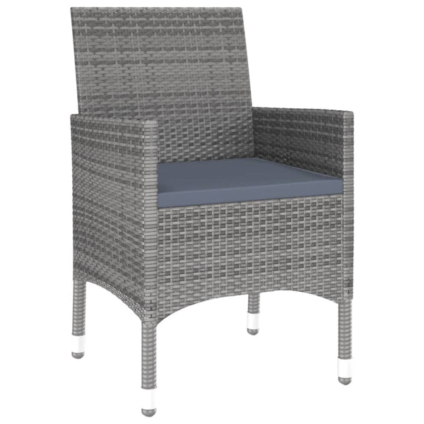 7-tlg. Garten-Essgruppe Poly Rattan Grau