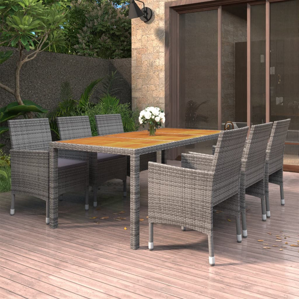 vidaXL Salon de jardin à dîner 7 pcs Résine tressée Gris