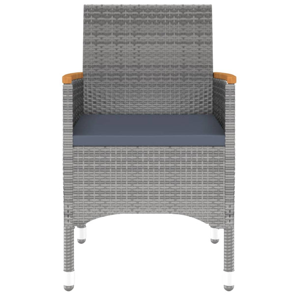 7-tlg. Garten-Essgruppe Poly Rattan und Hartglas Grau