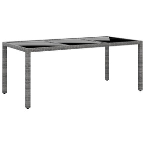 7-tlg. Garten-Essgruppe Poly Rattan und Hartglas Grau