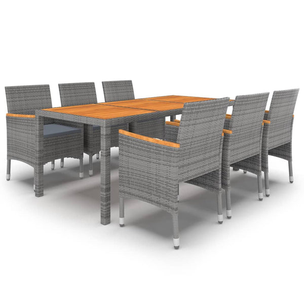 7-tlg. Garten-Essgruppe Poly Rattan Grau