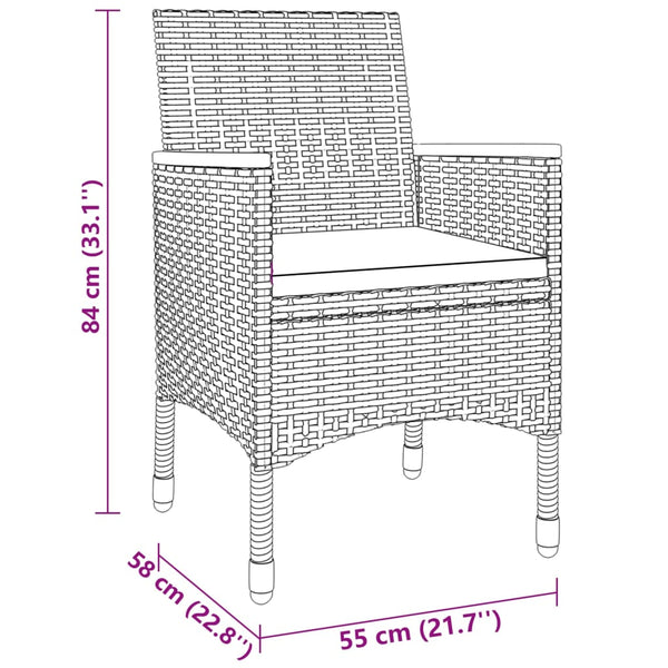 7-tlg. Garten-Essgruppe Poly Rattan Grau