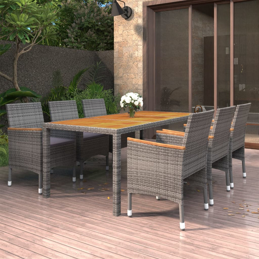 vidaXL Salon de jardin à dîner 7 pcs Résine tressée Gris