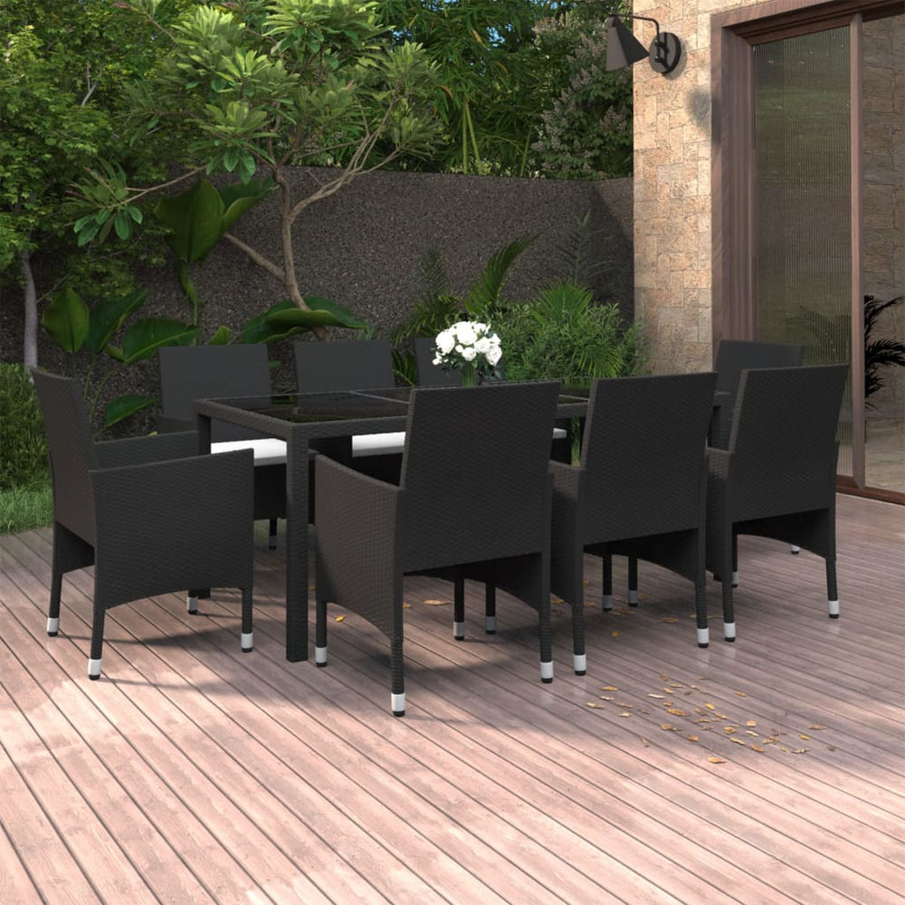 vidaXL Ensemble de salle à manger de jardin 9 pcs Résine tressée Noir