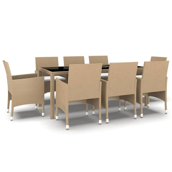9-tlg. Garten-Essgruppe Poly Rattan Beige