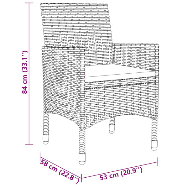 9-tlg. Garten-Essgruppe Poly Rattan Schwarz