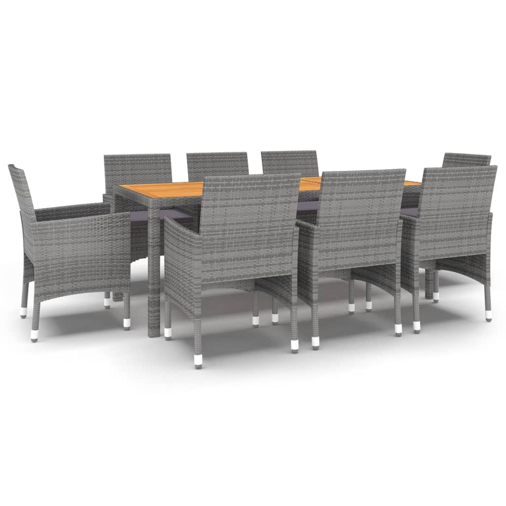 vidaXL Salon de jardin à dîner 9 pcs Résine tressée Gris
