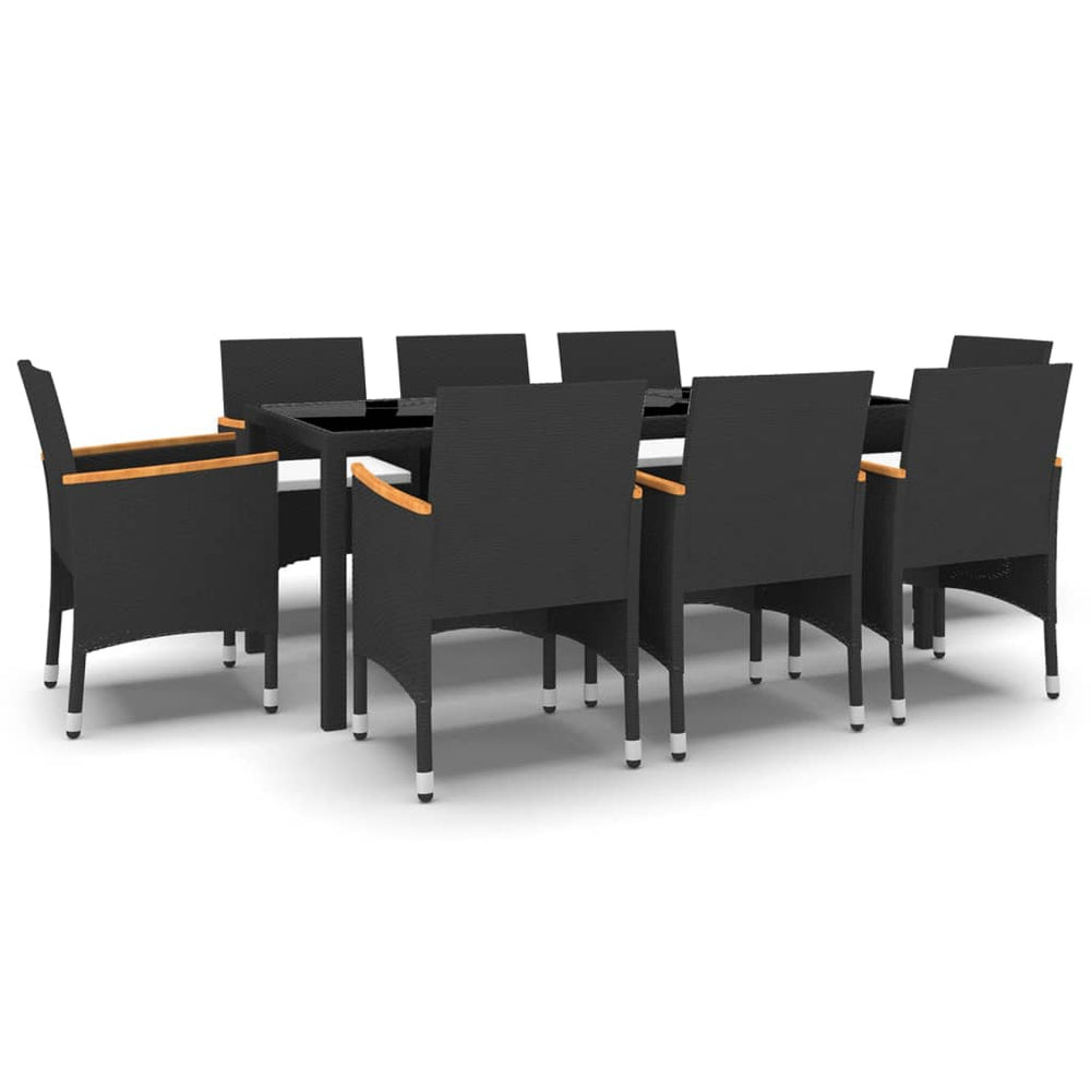 vidaXL Ensemble de salle à manger de jardin 9 pcs Résine tressée Noir