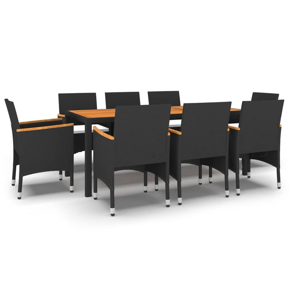 vidaXL Ensemble de salle à manger de jardin 9 pcs Résine tressée Noir