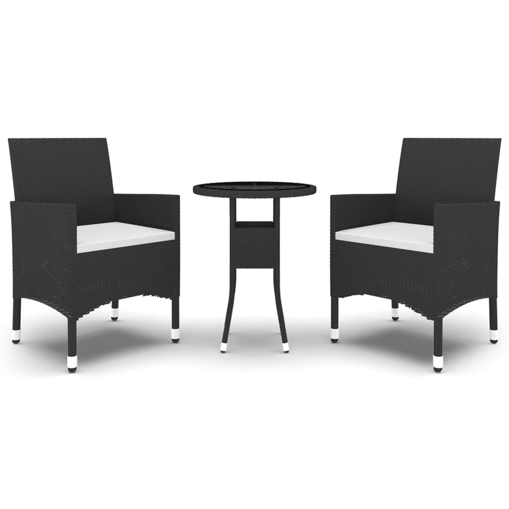 vidaXL Salon de jardin à dîner 3 pcs Résine tressée Noir