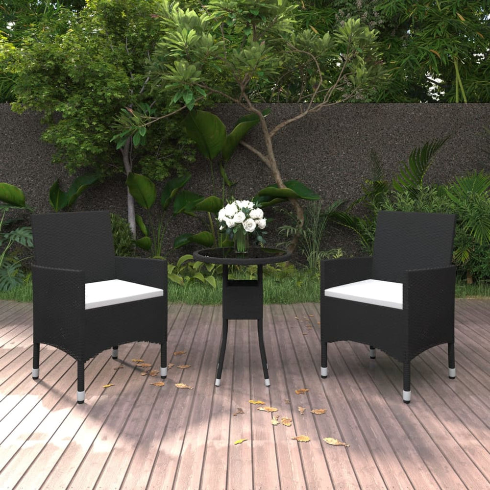 vidaXL Salon de jardin à dîner 3 pcs Résine tressée Noir