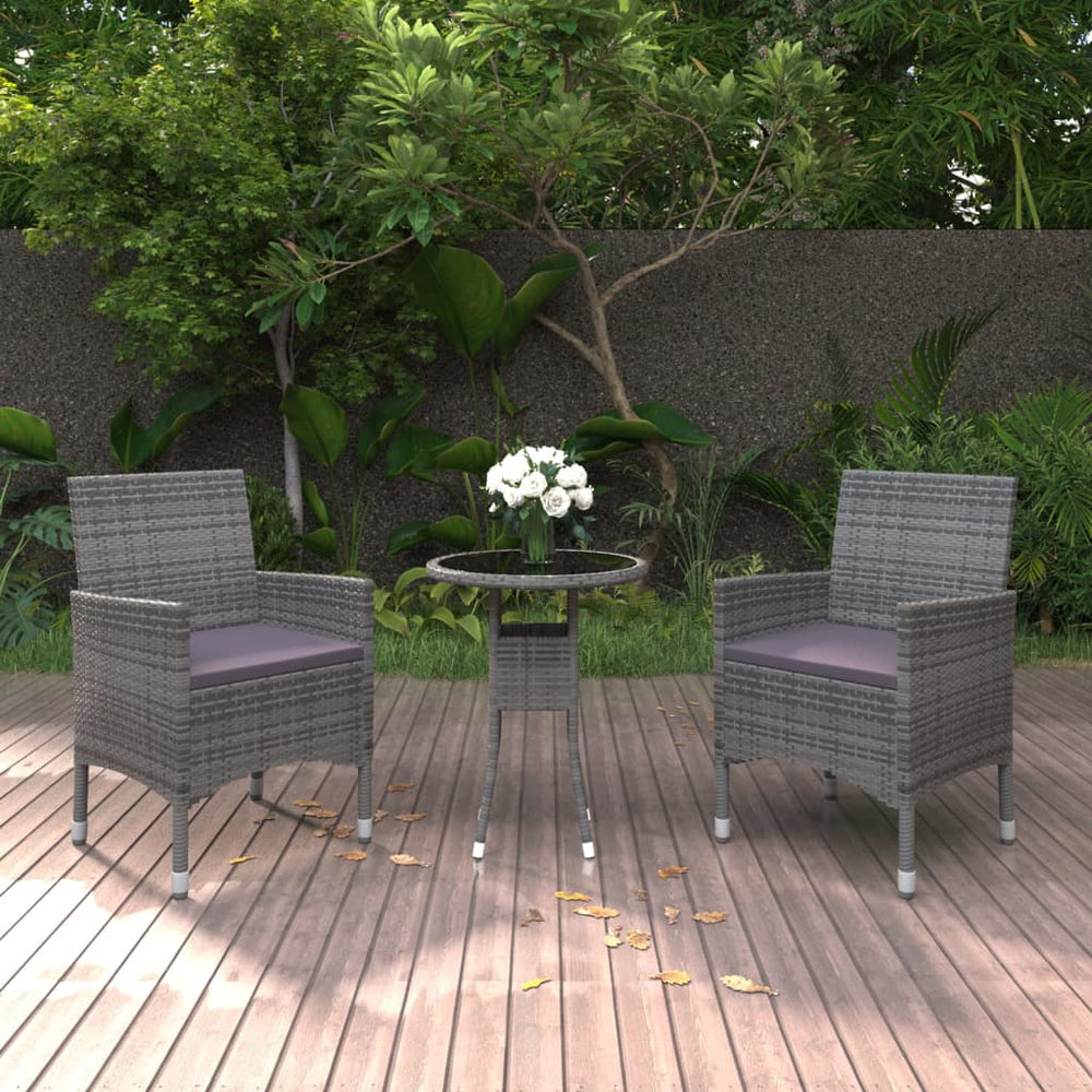 vidaXL Ensemble de salle à manger de jardin 3 pièces en résine tressée gris
