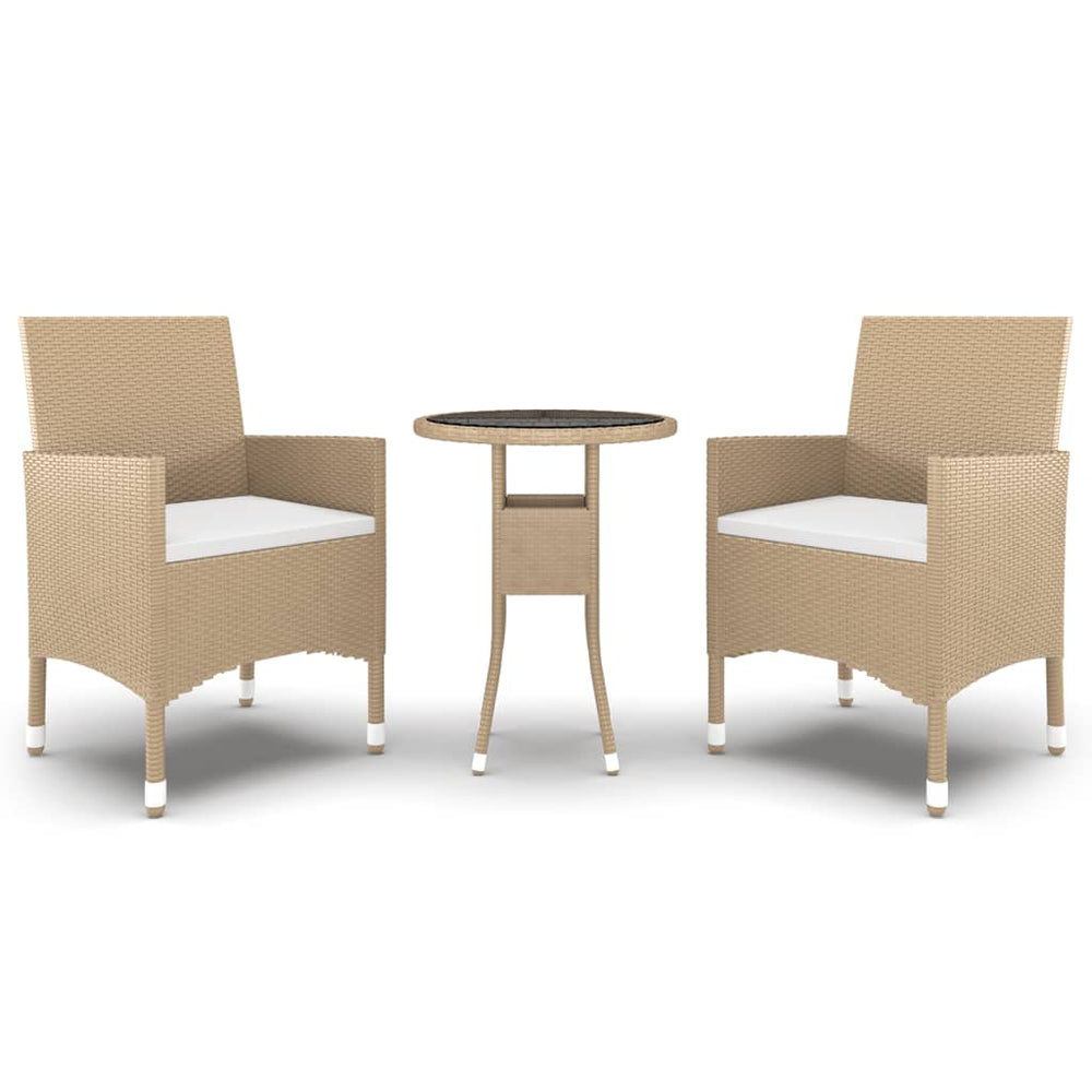 vidaXL Salon de jardin 3 pcs Résine tressée Beige
