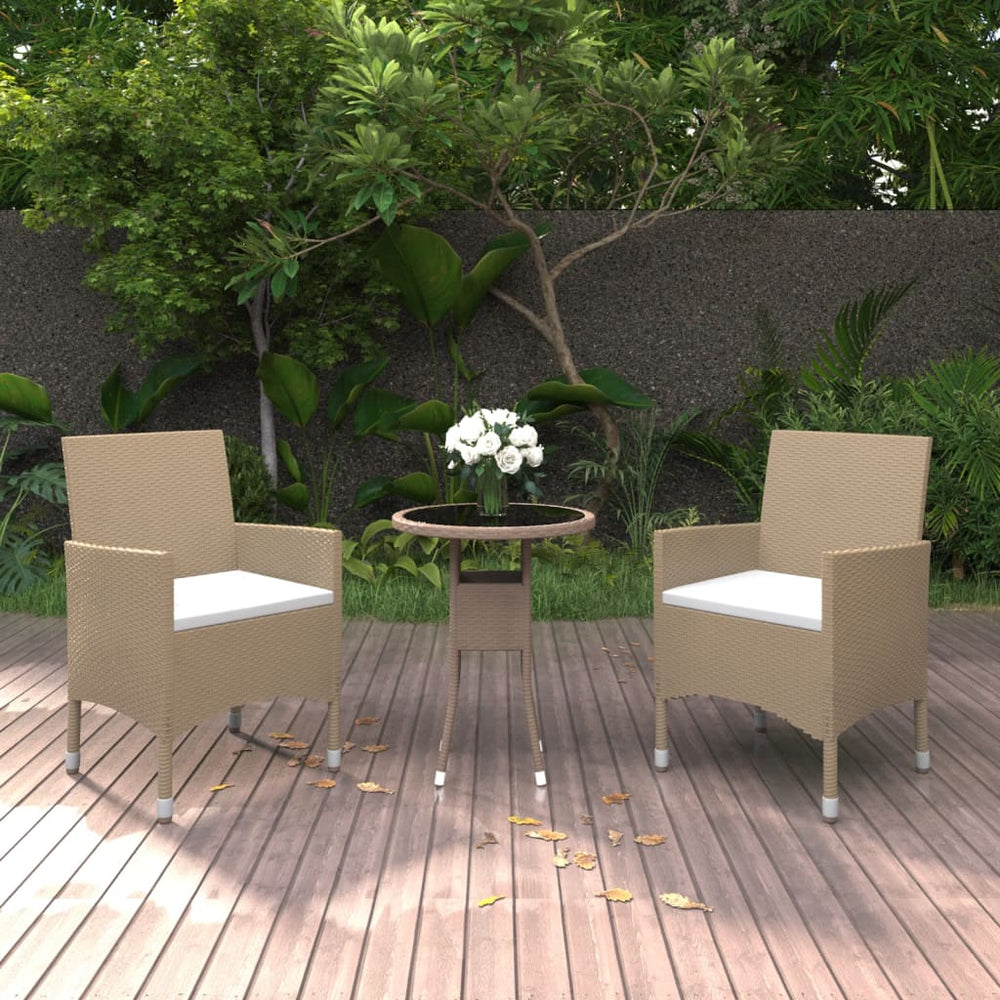 vidaXL Salon de jardin 3 pcs Résine tressée Beige