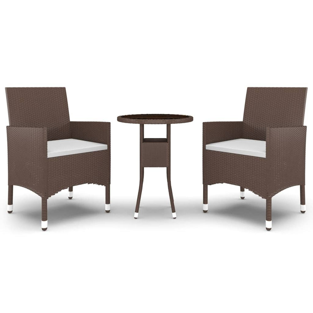 vidaXL Salon de jardin 3 pcs en résine tressée Marron