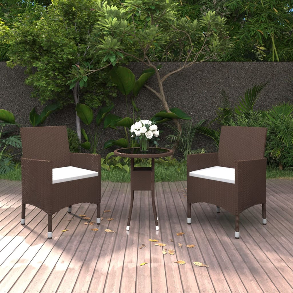 vidaXL Salon de jardin 3 pcs en résine tressée Marron