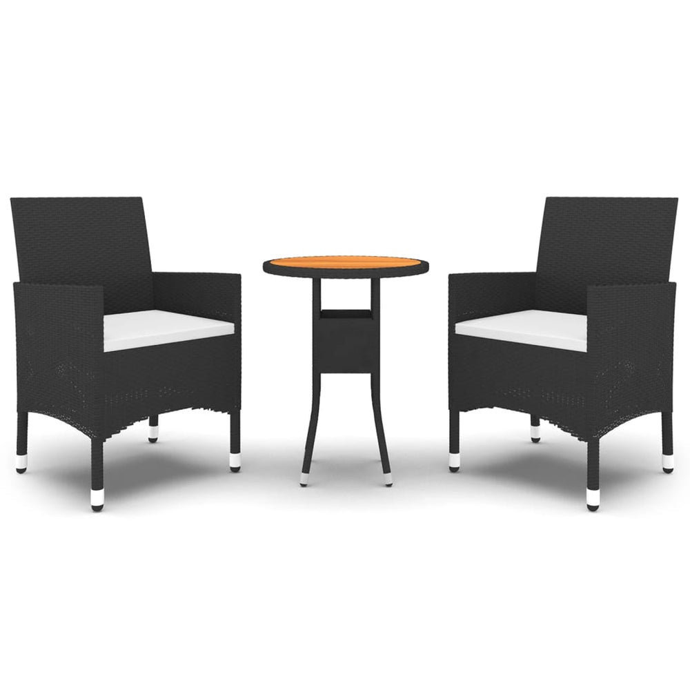 vidaXL Salon de jardin à dîner 3 pcs Résine tressée Noir