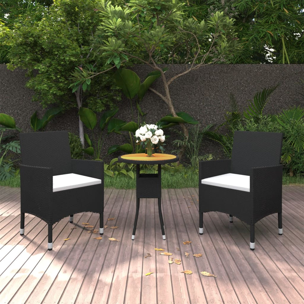 vidaXL Salon de jardin à dîner 3 pcs Résine tressée Noir