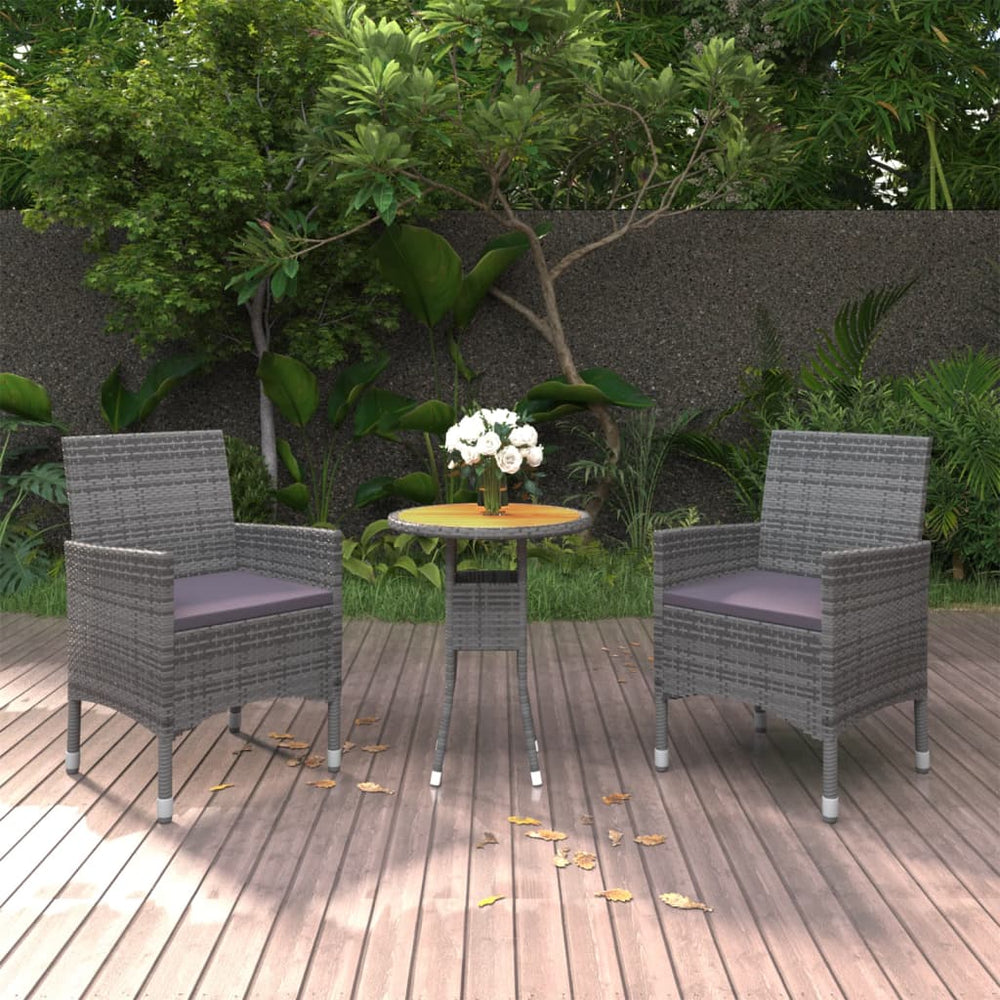 vidaXL Ensemble de salle à manger de jardin 3 pièces en résine tressée gris