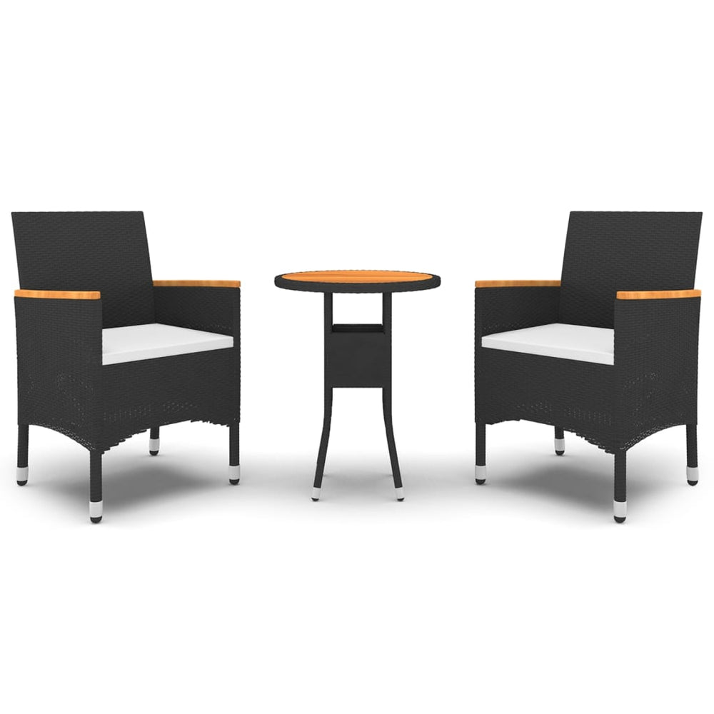 vidaXL Salon de jardin à dîner 3 pcs Résine tressée Noir