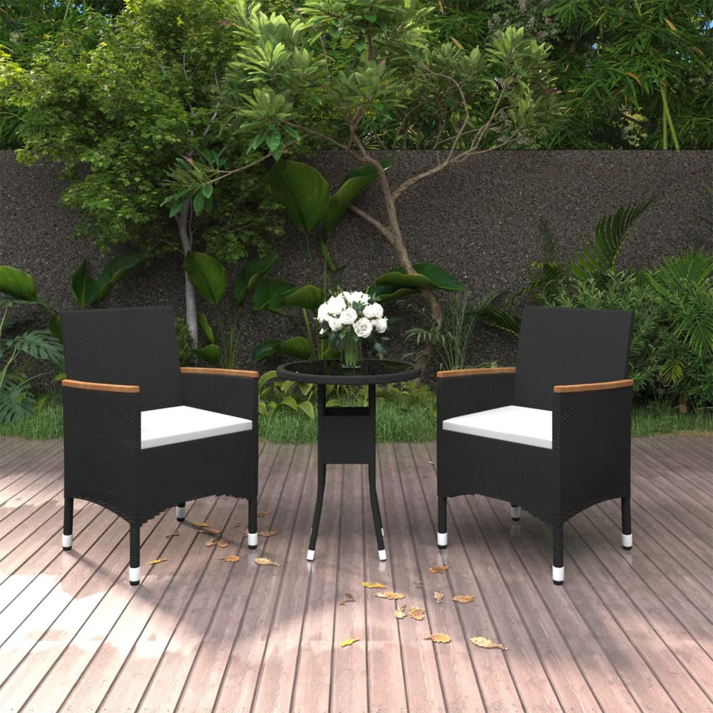 vidaXL Salon de jardin à dîner 3 pcs Résine tressée Noir