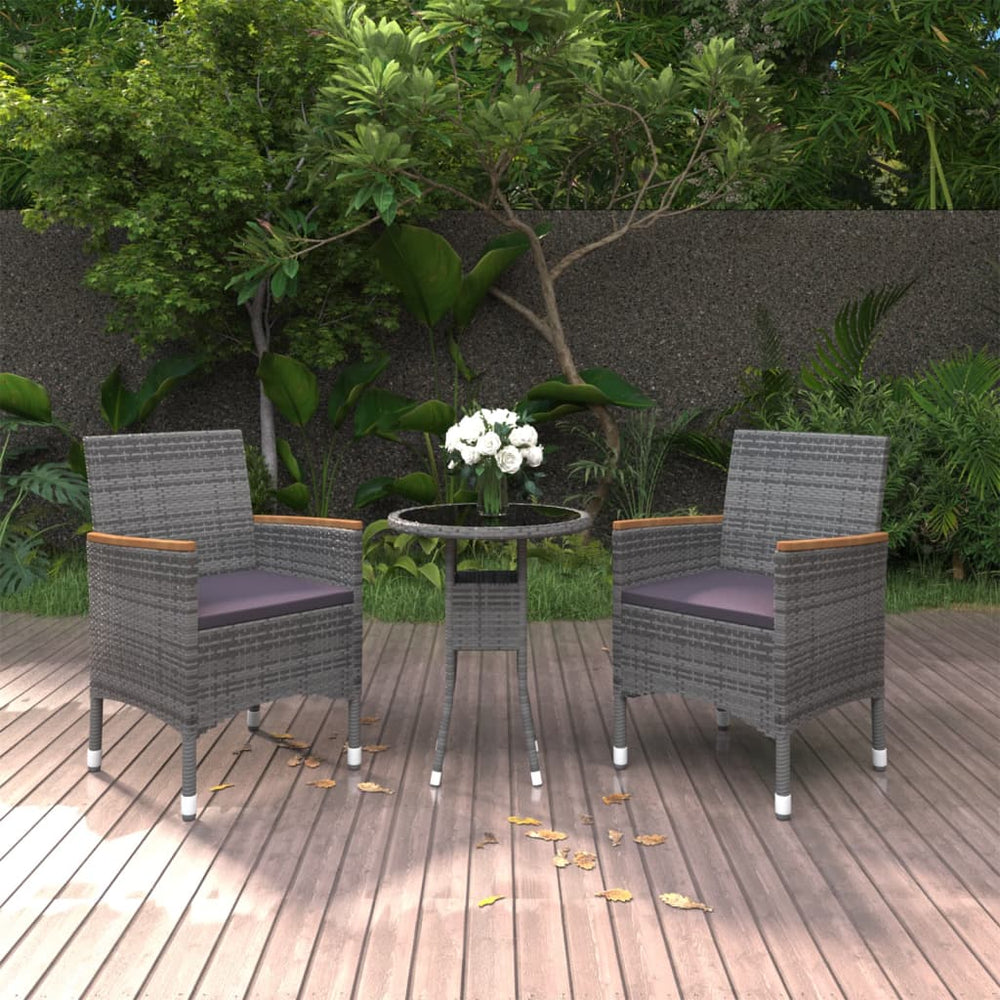 vidaXL Ensemble de salle à manger de jardin 3 pièces en résine tressée gris