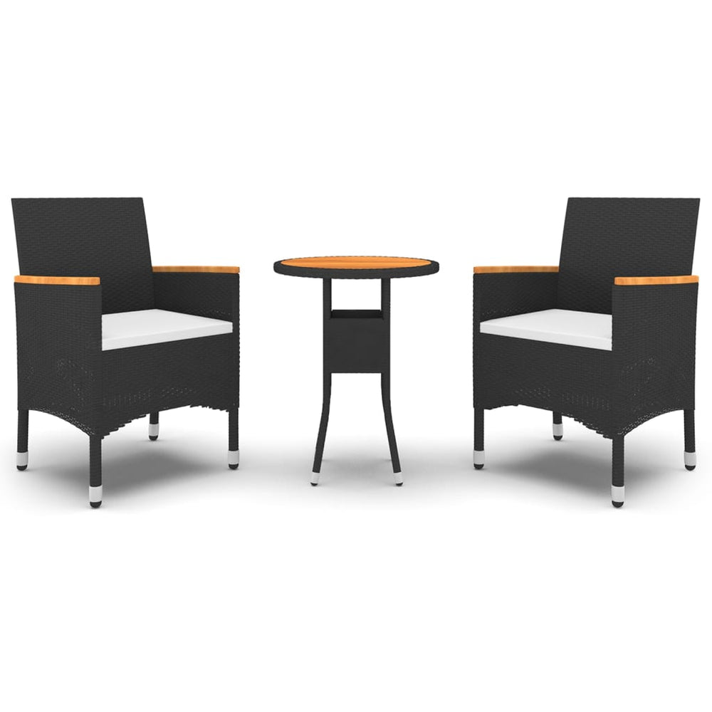 vidaXL Salon de jardin à dîner 3 pcs Résine tressée Noir