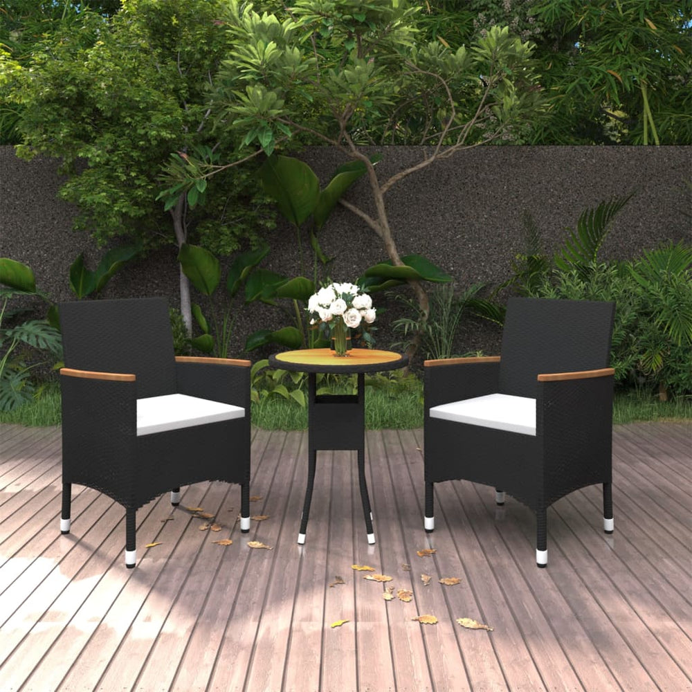 vidaXL Salon de jardin à dîner 3 pcs Résine tressée Noir