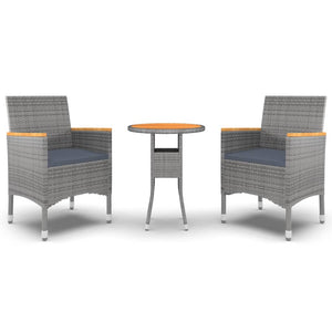 3-tlg. Garten-Essgruppe Poly Rattan Grau