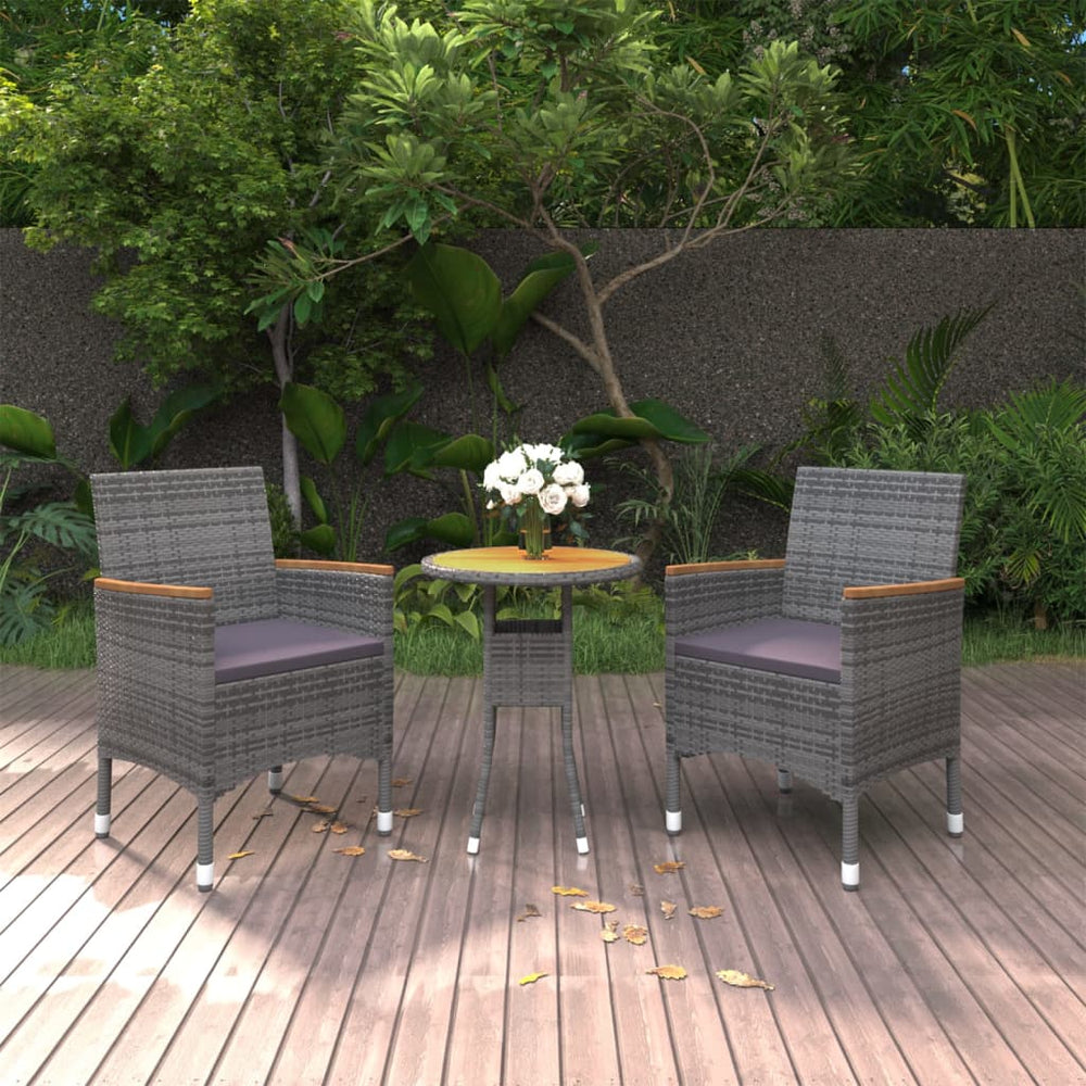 vidaXL Ensemble de salle à manger de jardin 3 pièces en résine tressée gris