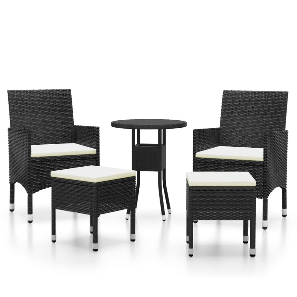 vidaXL Salon de jardin 5 pcs résine tressée Noir
