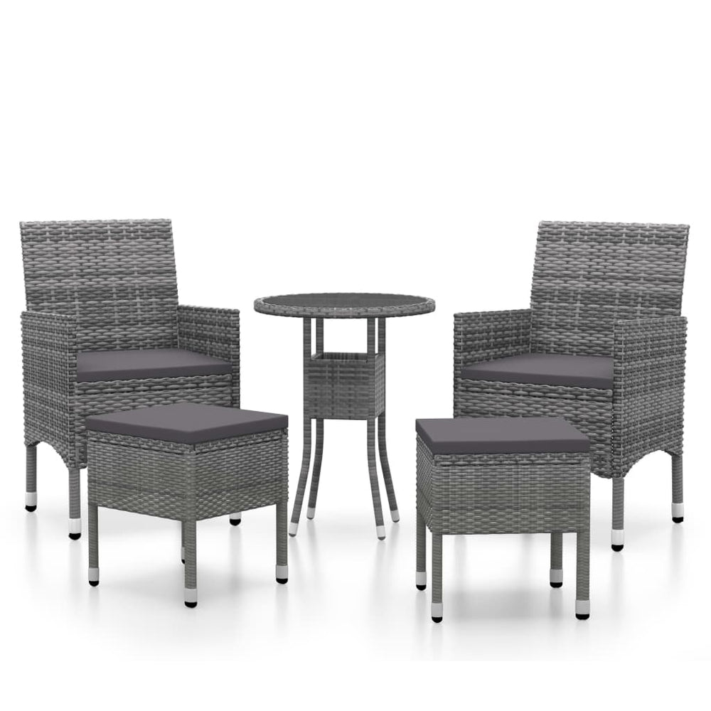 vidaXL Ensemble de mobilier de jardin 5 pcs Résine tressée Gris