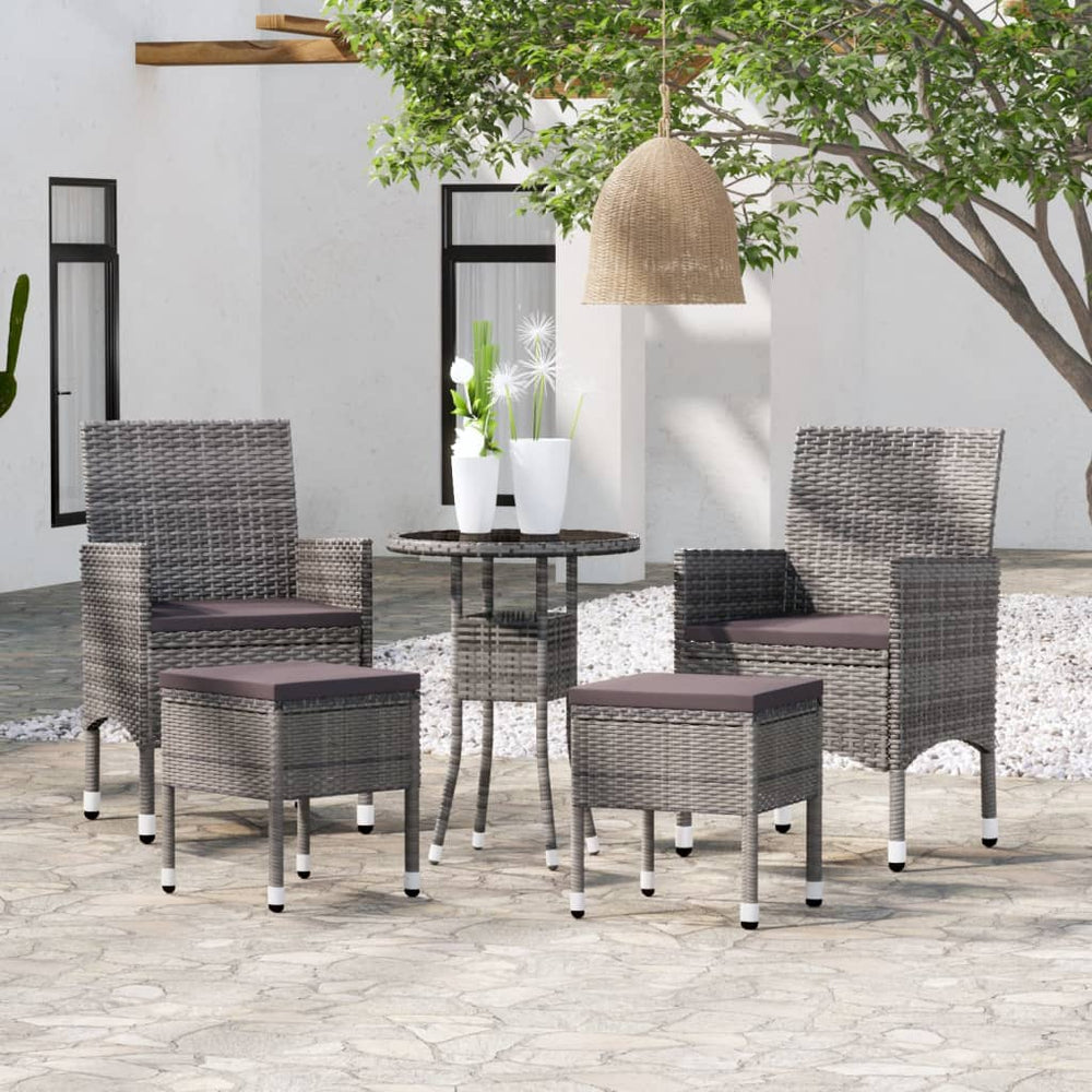 vidaXL Ensemble de mobilier de jardin 5 pcs Résine tressée Gris