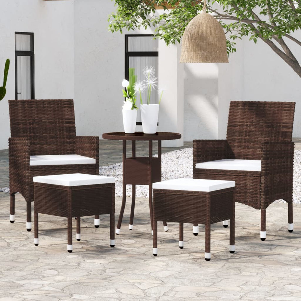 vidaXL Salon de jardin 5 pièces en résine tressée Marron