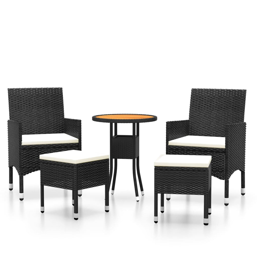 vidaXL Salon de jardin 5 pcs résine tressée Noir