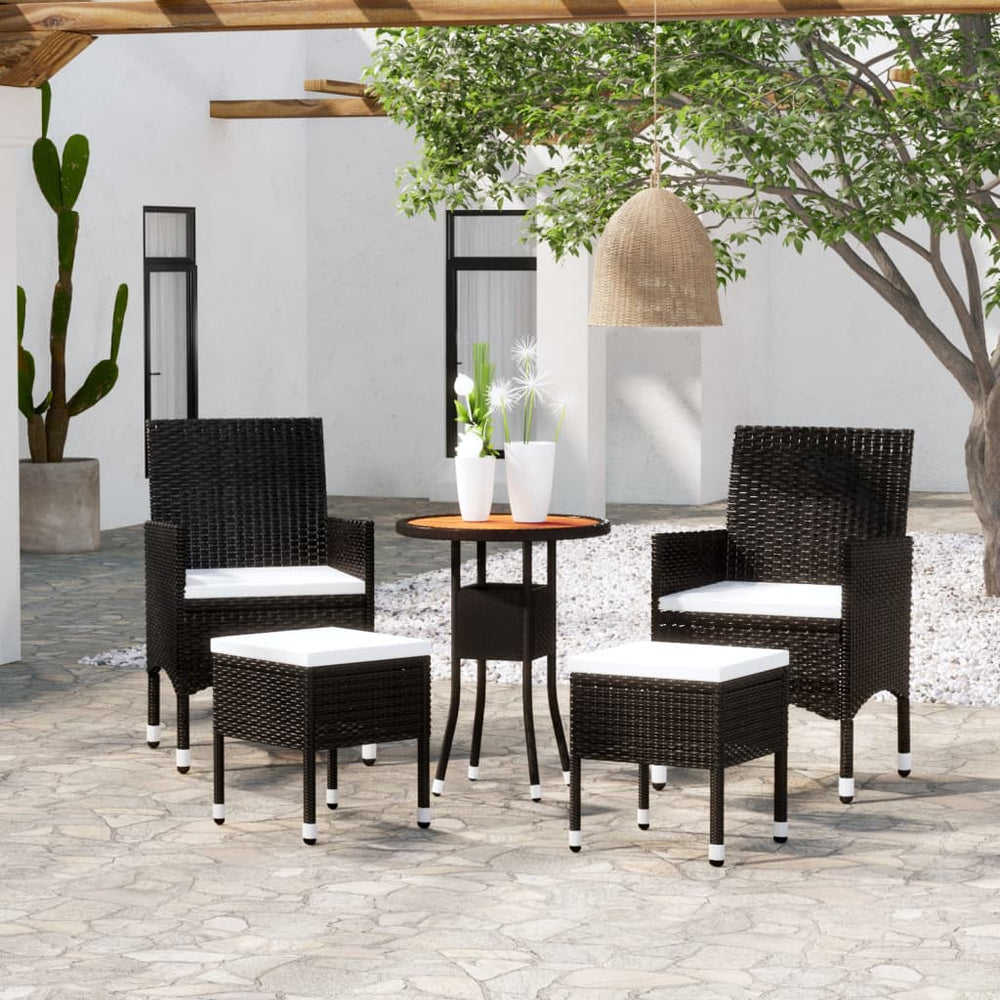 vidaXL Salon de jardin 5 pcs résine tressée Noir