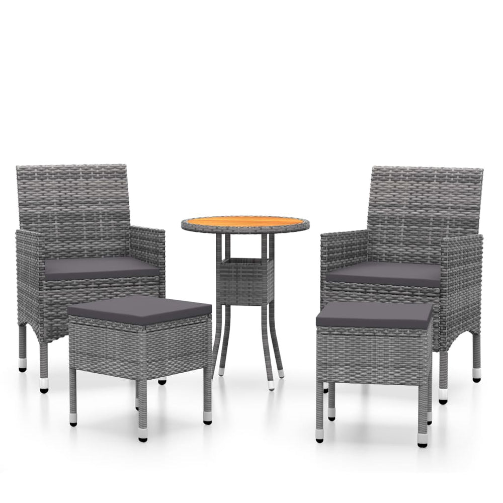 vidaXL Ensemble de mobilier de jardin 5 pcs Résine tressée Gris