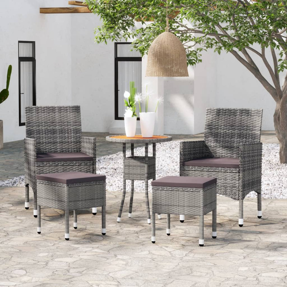vidaXL Ensemble de mobilier de jardin 5 pcs Résine tressée Gris
