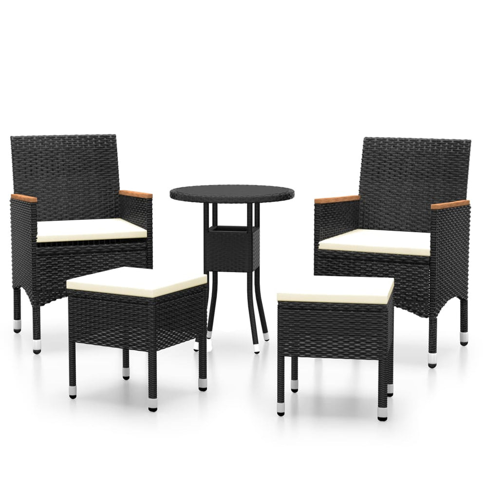 vidaXL Salon de jardin 5 pcs résine tressée Noir