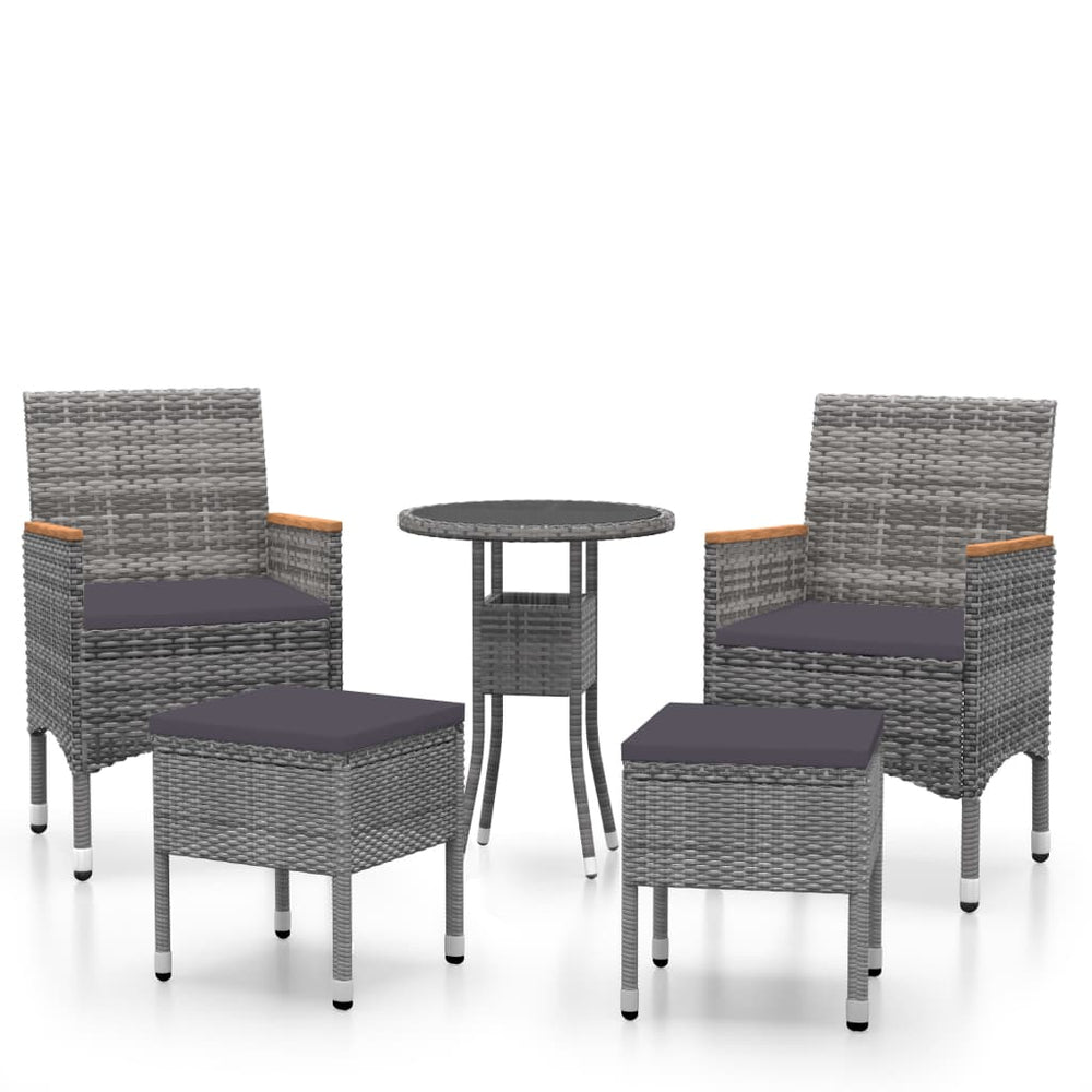 vidaXL Ensemble de mobilier de jardin 5 pcs Résine tressée Gris
